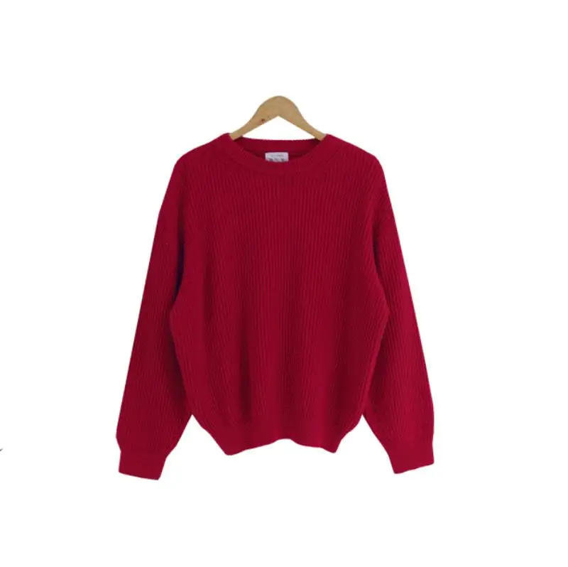 Oversized Loose  Women s O-neck Long Sleeve Pullovers Vintage Ladies Jumpers Ros - £195.08 GBP