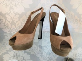 YVES SAINT LAURENT YSL Tan Suede Slingback Heels Sz 36 $895 - £210.33 GBP