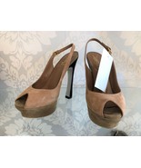 YVES SAINT LAURENT YSL Tan Suede Slingback Heels Sz 36 $895 - $268.41