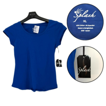 Splash Women&#39;s XL Blue Short Sleeve T-Shirt Cotton Spandex NEW NWT Tee Top - $22.77