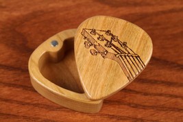 Guitar Pick Box, 2-1/4&quot; x 2&quot; x 1 D&quot;, Fret, G21, Solid Cherrywood, Laser Engraved - £21.70 GBP