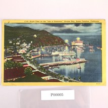 Vintage 1954 Linen Postcard Avalon Bay Santa Catalina Night Time California - $14.92
