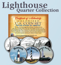Historic American * LIGHTHOUSES * Colorized US Statehood Quarters 3-Coin Set #1 - £9.75 GBP