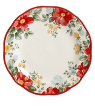 Four (4) Pioneer Woman ~ Vintage Floral Red ~ 10.5&quot; Dinner Plate ~ Stoneware - £46.95 GBP