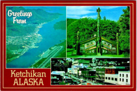 Postcard Alaska Ketchikan Salmon Capital Indian Fish Camp Front St. Airport  6x4 - £2.30 GBP