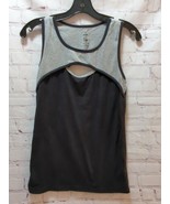 Women&#39;s Zumba Wear black gray front cutout medium tank top shirt - £4.74 GBP