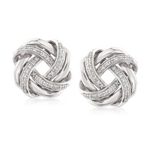 Ross Simmons .20 ct. t.w. Diamond Love Knot Earrings in Sterling Silver - £143.39 GBP