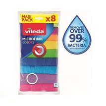 Vileda COLORS Microfiber cleaning rags towel cloths XL pack -8pc-FREE SHIPPING - £17.40 GBP