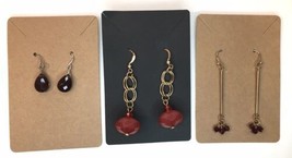 Dangle Drop Earring Lot Red / Purple Theme 3 Pairs New on Card - £9.26 GBP