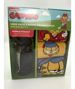 Nickelodeon Men&#39;s Garfield 3-Pack Crew Socks and Bonus Golfing Pouch in ... - $12.95
