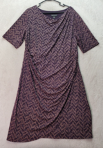Connected Apparel Sheath Dress Womens 20W Purple Chevron Print V Neck Wrap Front - £20.42 GBP