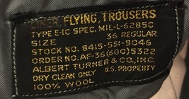 NEW OLD STOCK VINTAGE RARE ALBERT TURNER &amp; CO FLYING TROUSERS LINER PURE... - $179.99
