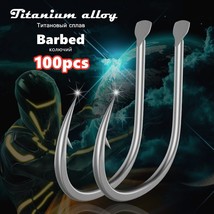 100pcs Japan Titanium Alloy Fishing Hooks Barbed Super Hard Tools Squid Carp Fly - $104.92