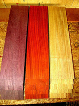 15 Pieces Kd Sanded Thin Purpleheart, Padauk, Canarywood 12&quot; X 3&quot; X 1/8&quot; - £38.52 GBP