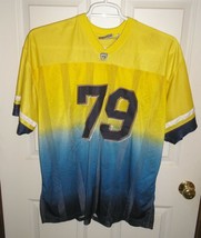 ATHLETIC WORKS #79 Football Soccer Jersey Shirt - Yellow Blue - Men&#39;s Size Large - £2.32 GBP