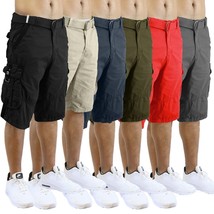 Men&#39;s Distressed Washed Cotton Cargo Shorts With Belt 2 Pack (Size: 30-4... - $32.99