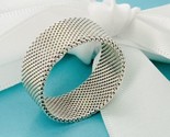 Size 10.5 Tiffany Somerset Ring Firm Mesh Weave Mens Unisex in Sterling ... - $499.00