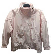 1980s Cristina Womens Sz L Bubblegum Pink Coat Retro Zipper Button Neck ... - £15.50 GBP
