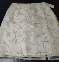 Silk Club Collection Pencil Skirt Embroidered 100% Silk Cream Flower Siz... - €15,72 EUR