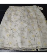Silk Club Collection Pencil Skirt Embroidered 100% Silk Cream Flower Siz... - $341.55 MXN