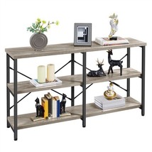 Retro Sofa Table Narrow Long 3 Tiers Console Table For Living Room Hallway Gray - £124.83 GBP