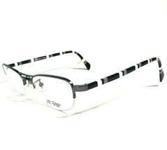 J.F. Rey Eyeglasses Frames J787 Gunmetal Black White Striped Half Rim 52-19-147 - £88.49 GBP
