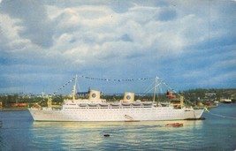 M S Kungshoem Ship PAQUEBOT~1955 Posted On BOARD-AROUND The World Cruise Postcrd - £8.25 GBP