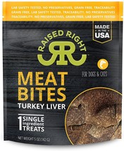 Raised Right Dog Cat Meat Bites Turkey 5oz. - £16.68 GBP