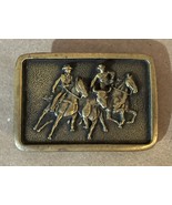 Vintage 1978 BTS Cowboys Wrangling Cattle Solid Brass Belt Buckle Made I... - $27.84