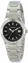Pulsar PH7293 Black Dial Crystal Stainless Steel Silver-Tone Dress Watch - $48.88
