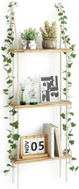 3-Tier Macrame Shelf Hanging Shelves for Wall with Artificial Lvy Leaves, Floati - £30.67 GBP