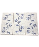 Set of 3 Decorative Ceramic Tile Blue Floral Flower Made Italy 7 7/8 x4&quot;... - $21.75