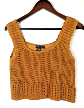 Crochet Knit Crop Top Vintage Medium Orange Boho Hippie Festival Y2K Gyp... - $33.44