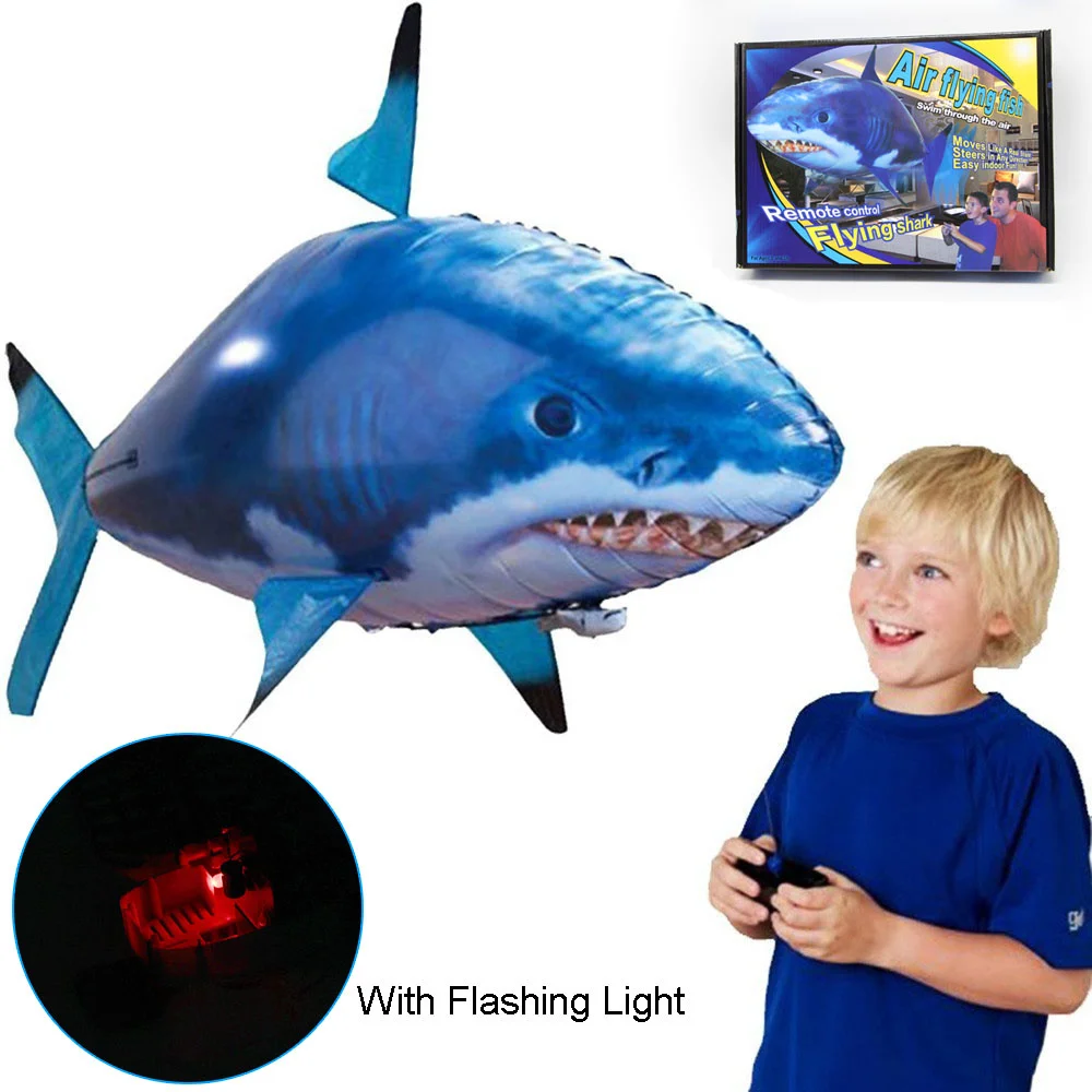 Children&#39;s remote control inflatable shark toys, novel aerial swimming a... - $57.87