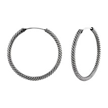 Twisted Hoop Earrings 34 mm 925 Sterling Silver - £18.67 GBP