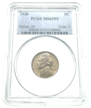 1938 5C Jefferson Nickel PCGS MS65FS Full Steps Gorgeous Strike and Color - $190.05