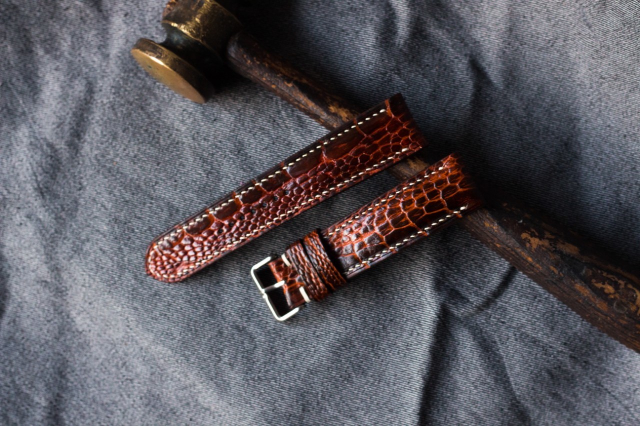 (Customizable, multiple size) Ostrich leg skin handmade watch straps - $89.99+