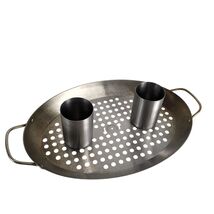 Charcoal Companion Stainless Steel Double Chicken Roasting Pan w/ Drip Tray - $372.99 MXN