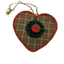 Vintage Christmas Ornament Plaid Heart Rosette Button Farmhouse Country ... - $7.11