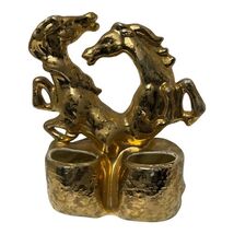 Vintage 24K Gold Splatter 2 Horse Planter Pot 24 Karat Gold Double Horse... - $21.70