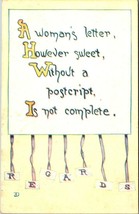 A Woman&#39;s Letter, However Sweet, Without... Posted 1914 Antique Vintage Postcard - £5.98 GBP