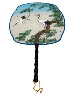 Hand-Painted Asian-Style Decorative Fan With Bamboo Handle &amp; Crane Design - €53,93 EUR