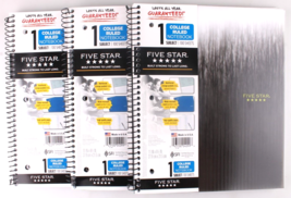 3 Pack Mead Five Star Black Spiral Notebook 1 Subject College Ruled 100 ... - $9.99
