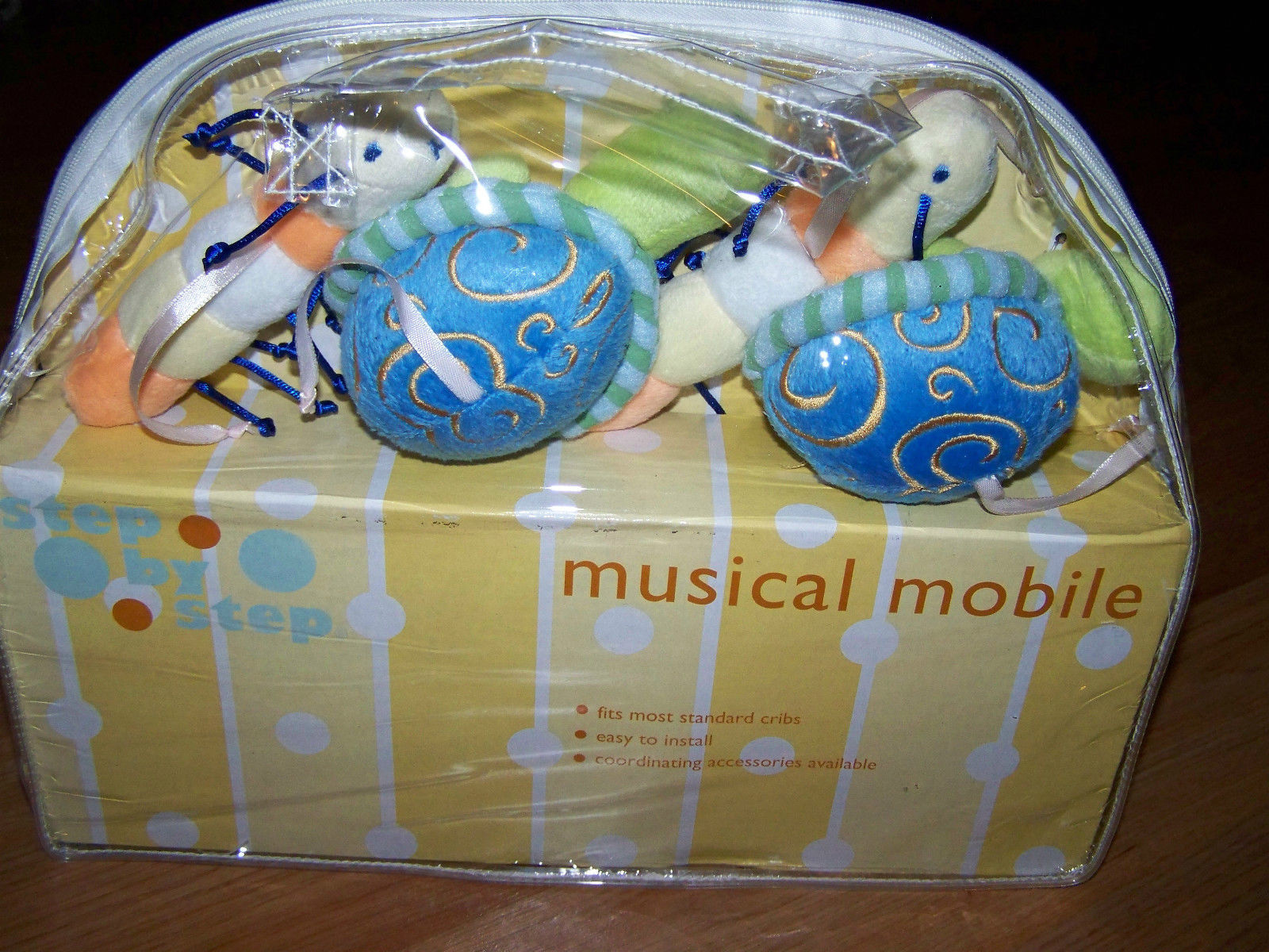 Step by Step Musical Mobile Nursery Brahms Lullaby Turtles & Caterpillars Blue  - $40.00