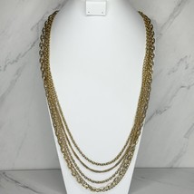 Vintage Chunky Multi Strand Gold Tone Chain Link Necklace - £14.86 GBP