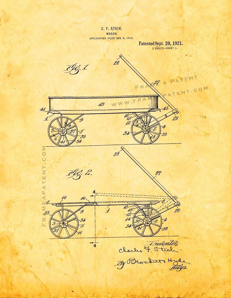 Wagon Patent Print - Golden Look