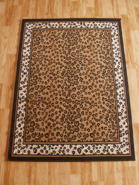 Leopard Print Area Rug with Leopard Print Border 5ft x 8ft - $74.00