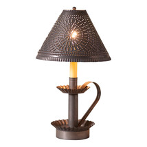 Irvins Country Tinware Candlestick Lamp with Chisel Shade in Kettle Black - £73.34 GBP
