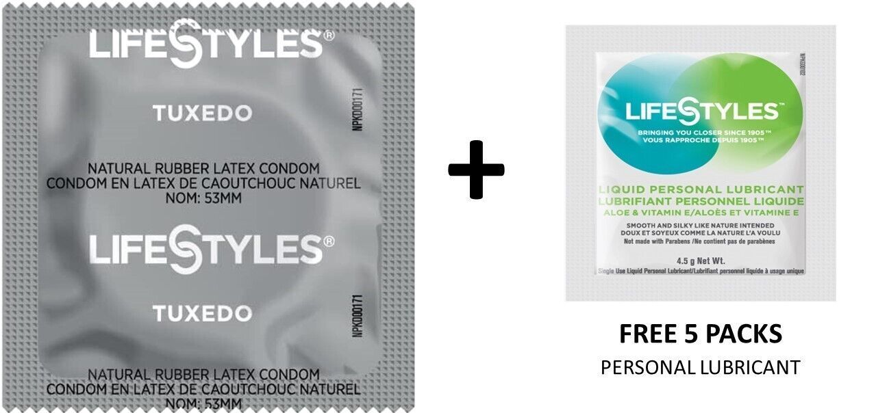 100 CT Lifestyles Tuxedo Condoms + FREE 5 Lifestyles lubricant packs - $21.73