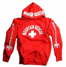 Mountain Rescue Hoodie Sweatshirt Red Men&#39;s Lifeguard Guard Skiing Shirt - £30.75 GBP+